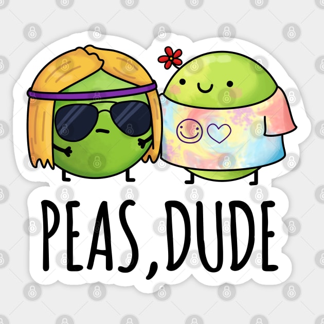 Peas Dude Cute Hippie Pea Pun Sticker by punnybone